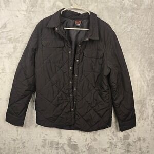 Hawk Quilted Snap Button Shirt Jacket Black Size L
